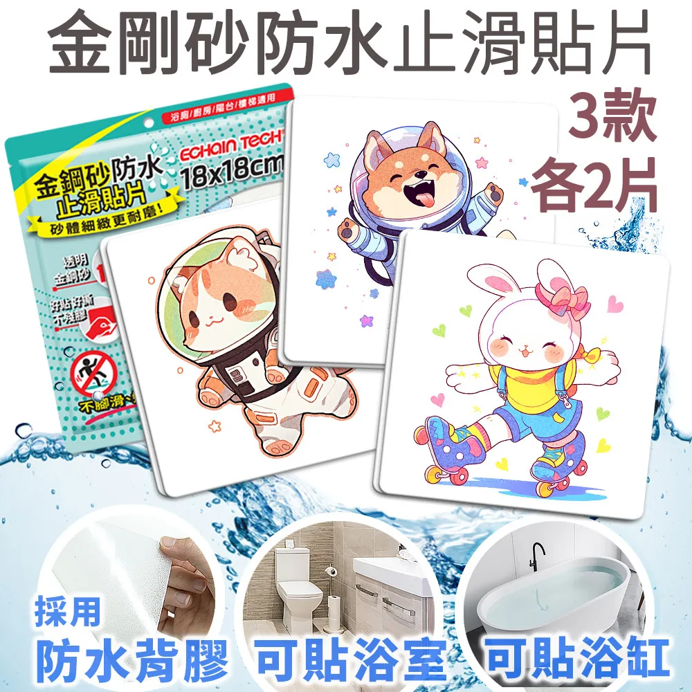 Echain Tech 熊掌 金鋼砂防滑貼片 (1包6片)-全透明(止滑貼片/浴室貼/磁磚貼) 歷史價格詳細信息