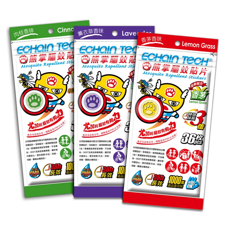 【ECHAIN TECH】熊掌超人PMD驅蚊貼片-肉桂香味-小黑蚊專用(36片) 歷史價格詳細信息
