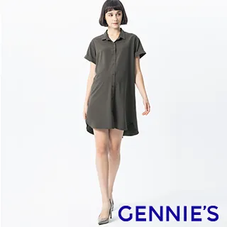 Gennies奇妮 襯衫領率性洋裝(丈青T1J05) 歷史價格詳細信息