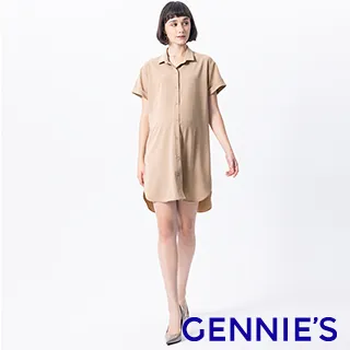 Gennies奇妮 襯衫領率性洋裝(丈青T1J05) 歷史價格詳細信息