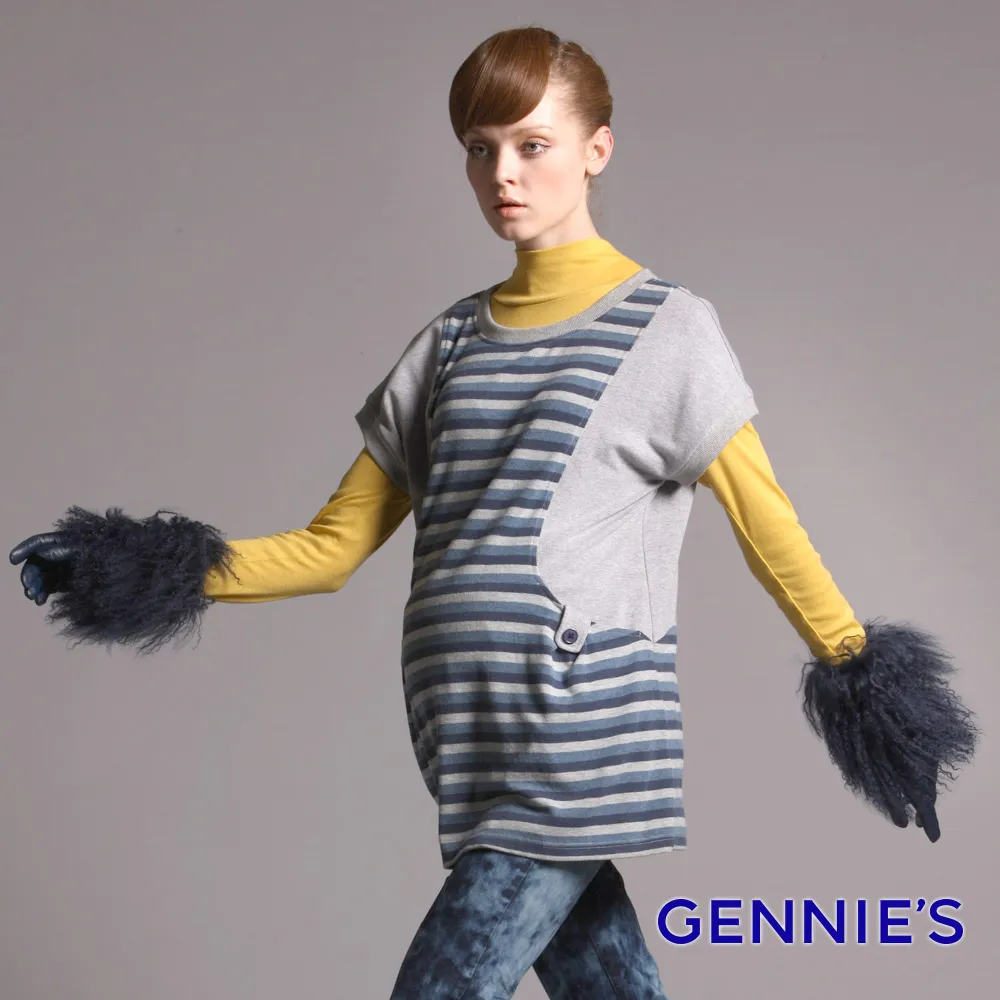 【Gennies 奇妮】010系列-斜紋剪接背心洋裝(孕婦裝 圓領 拉鍊 綁帶) 歷史價格詳細信息