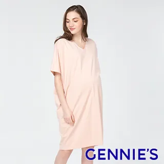 Gennies奇妮 V領飛鼠袖洋裝(丈青T1J15) 歷史價格詳細信息