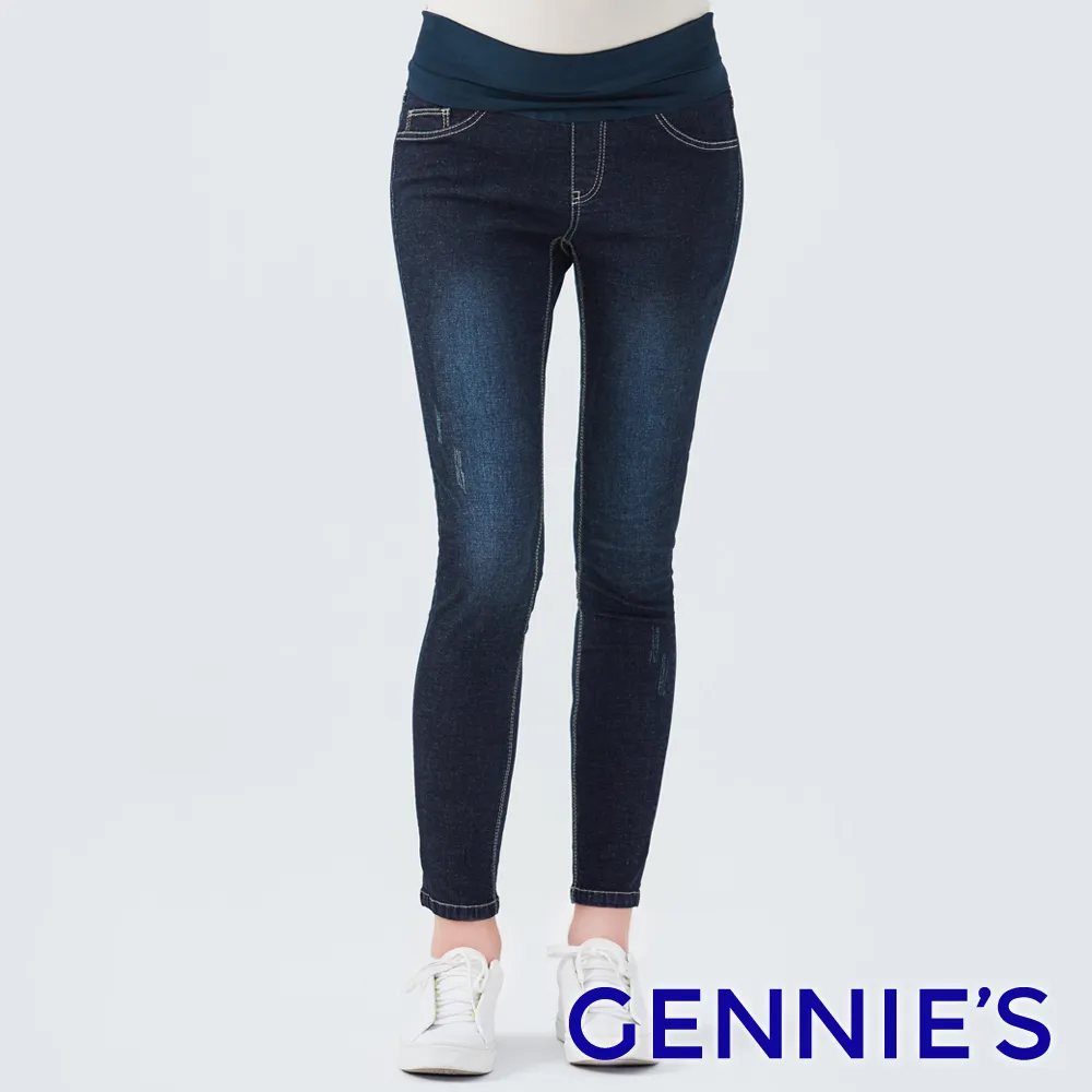 Gennies奇妮 經典刷色一體成型牛仔五分褲-藍(T4F65) 歷史價格詳細信息