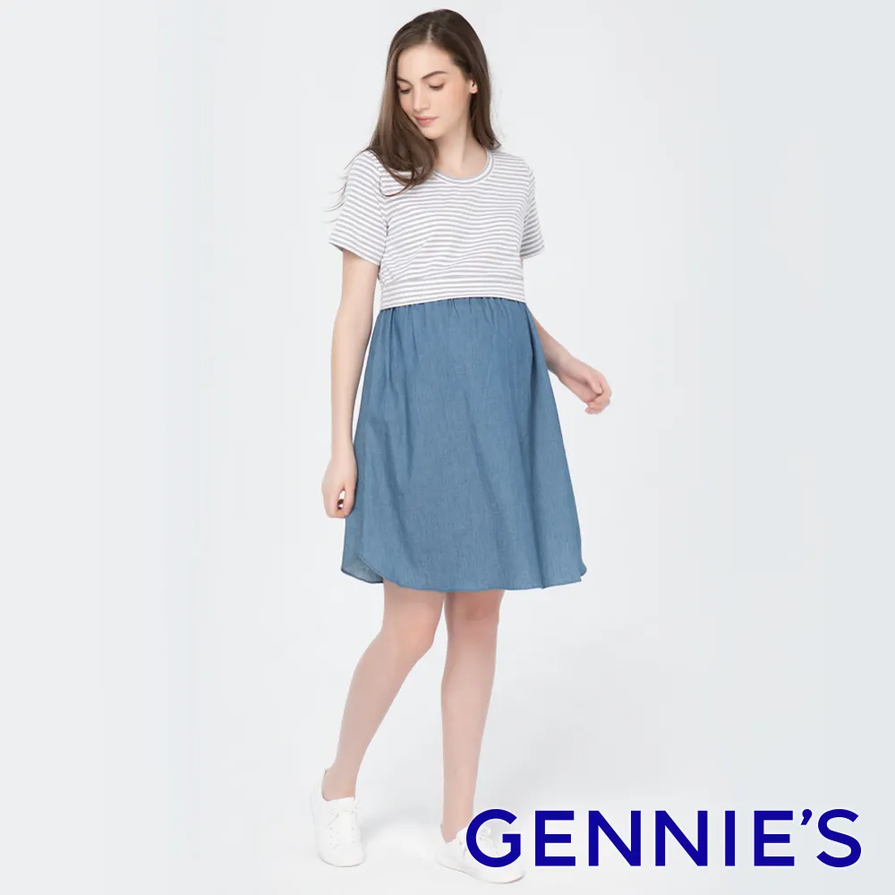 Gennies奇妮 假兩件拼接哺乳上衣(丈青T3J02) 歷史價格詳細信息