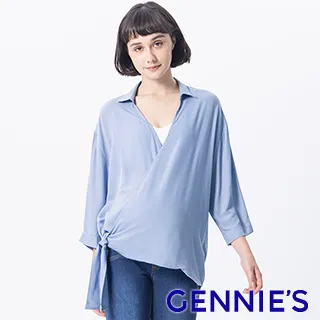 Gennies奇妮 側綁帶垂領孕婦襯衫(卡其T3L01) 歷史價格詳細信息