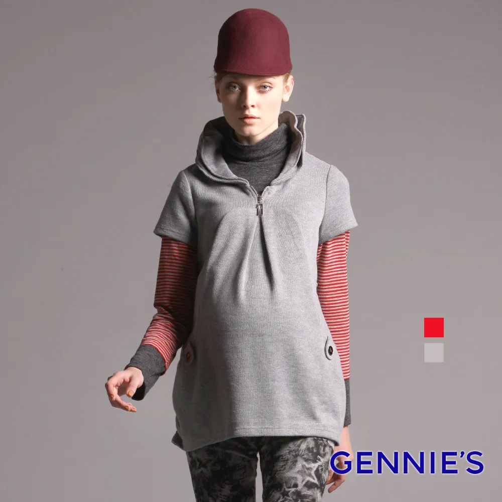 【Gennies 奇妮】層次修身哺乳洋裝-粉(哺乳衣 短袖哺乳衣 連身長裙 長洋裝 圓領 假二件 上掀哺乳) 歷史價格詳細信息