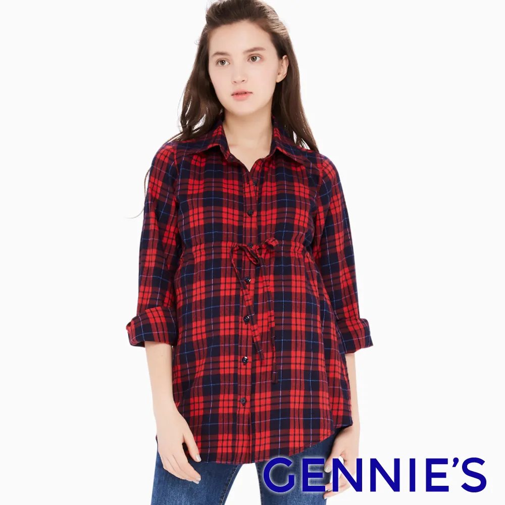 Gennies奇妮-格紋綁帶孕婦上衣-經典紅藍款 (T3G09) 歷史價格詳細信息