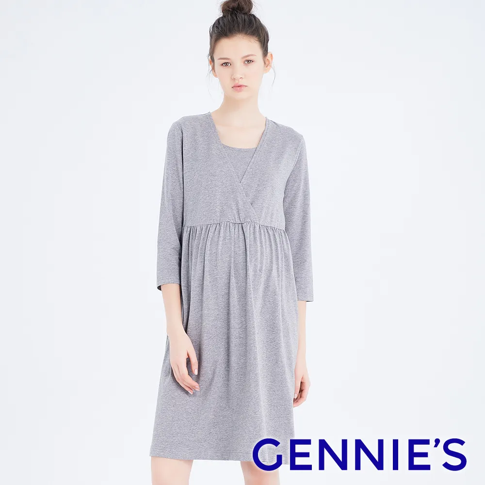 【Gennies 奇妮】交叉V領居家哺乳衣-灰(孕婦裝 月子服 居家服 睡衣 哺乳洋裝 七分袖 下拉哺乳) 歷史價格詳細信息