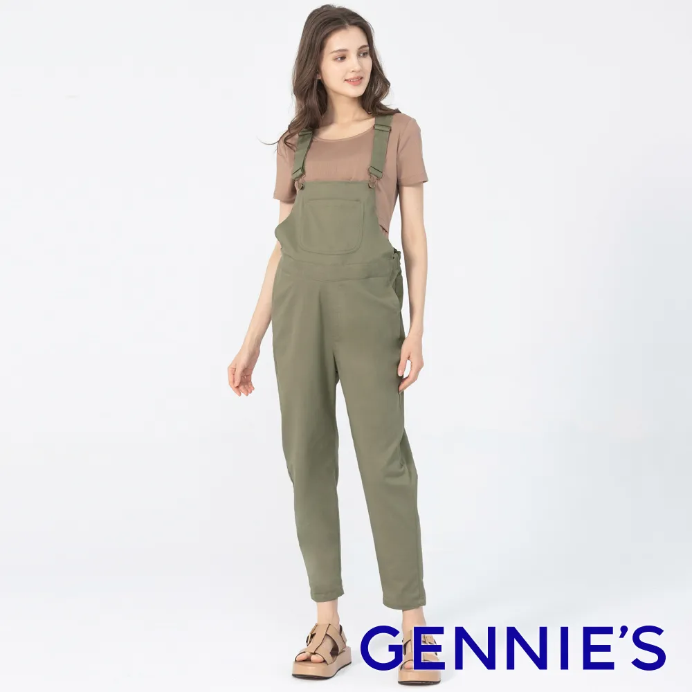 【Gennies 奇妮】工裝風率性吊帶褲-卡(孕婦褲 連身褲 寬褲 寬版 鬆緊帶 雙口袋) 歷史價格詳細信息