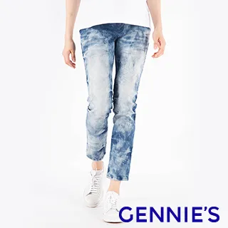 【Gennies 奇妮】刷白直筒牛仔褲-淺藍(孕婦褲 八分褲 不收邊 雙口袋 一體成型 無痕褲頭) 歷史價格詳細信息