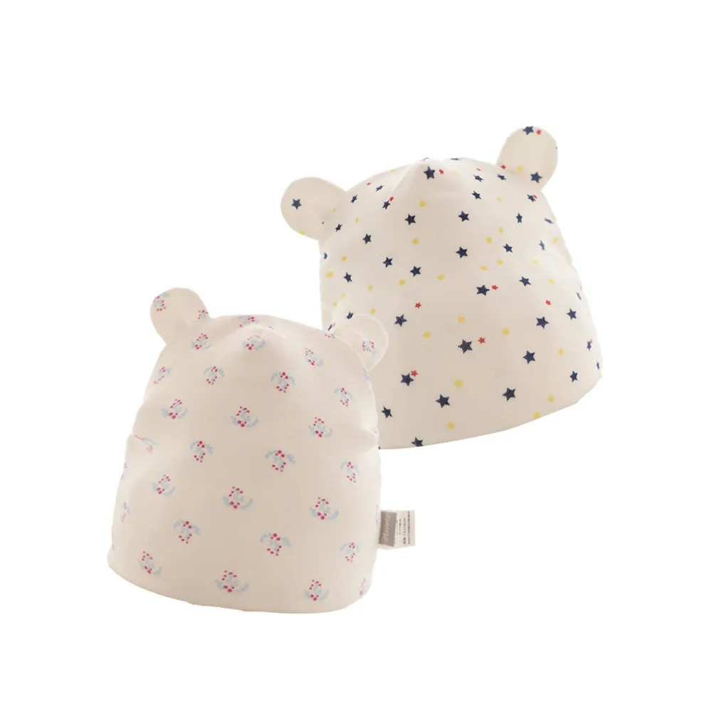 嬰兒帽 新生兒帽 胎帽 四季雙層寶寶帽 印花小耳朵造型帽-雪倫小舖 歷史價格詳細信息