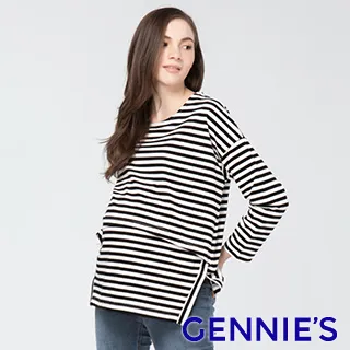 Gennies奇妮 上掀式彈力哺乳上衣(黑白條紋T3J13) 歷史價格詳細信息
