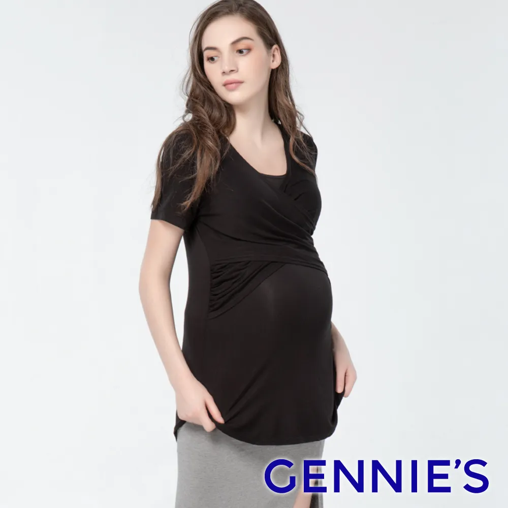 【Gennies 奇妮】顯瘦交叉簡約造型哺乳上衣(黑T3E18) 歷史價格詳細信息