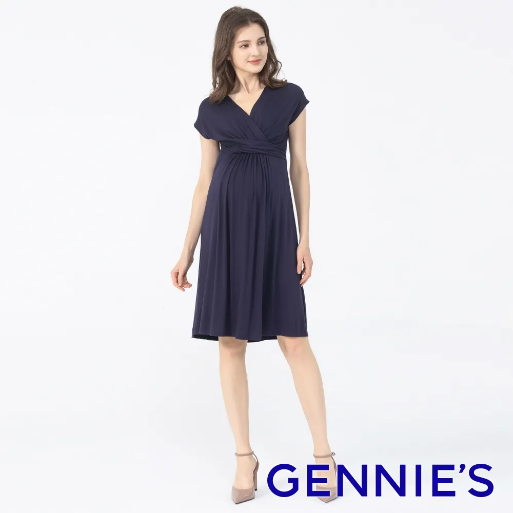 【Gennies 奇妮】大V領纏繞哺乳洋裝-灰(T1N09) 歷史價格詳細信息