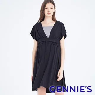 【Gennies 奇妮】大V領纏繞哺乳洋裝-灰(T1N09) 歷史價格詳細信息