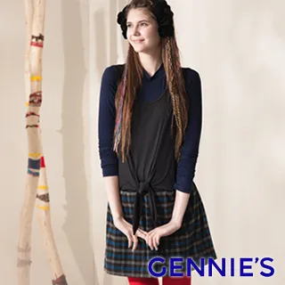 【Gennies 奇妮】格紋拼接羊毛背心洋裝(紅/黑G2421) 歷史價格詳細信息