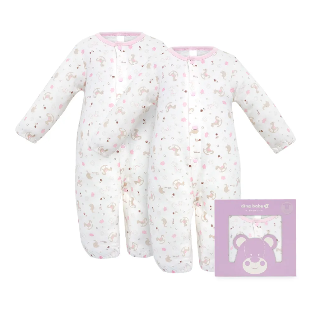 ding baby 歡樂木馬純棉反摺袖紗布肚衣3入組-粉 歷史價格詳細信息
