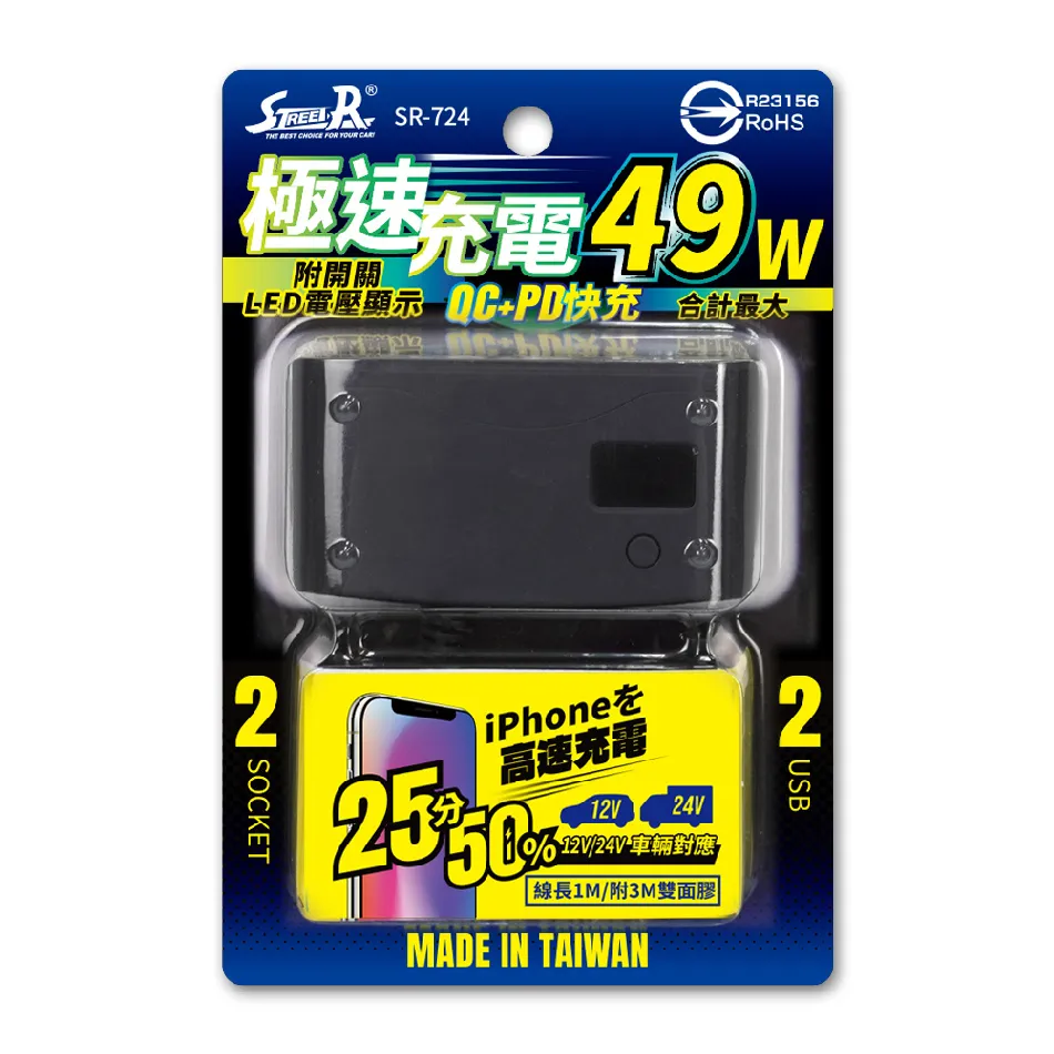 【STREET-R】雙孔車用插座+3A雙孔USB車充折疊式 SR-384(車麗屋) 歷史價格詳細信息