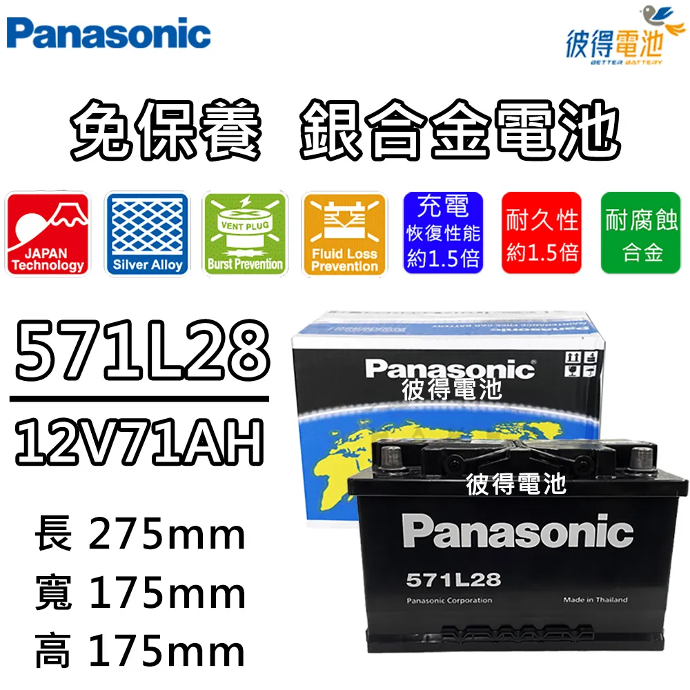 【Panasonic 國際牌】571L28 免保養銀合金汽車電瓶(容量71AH 低身 適用FORD Focus Kuga) 歷史價格詳細信息