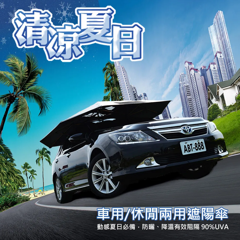 車頂遮陽傘-4.6米半自動傘藏青色(汽車遮陽傘/戶外遮陽傘/車頂防曬防雨隔熱/移動車棚/車罩汽車遮陽簾) 歷史價格詳細信息