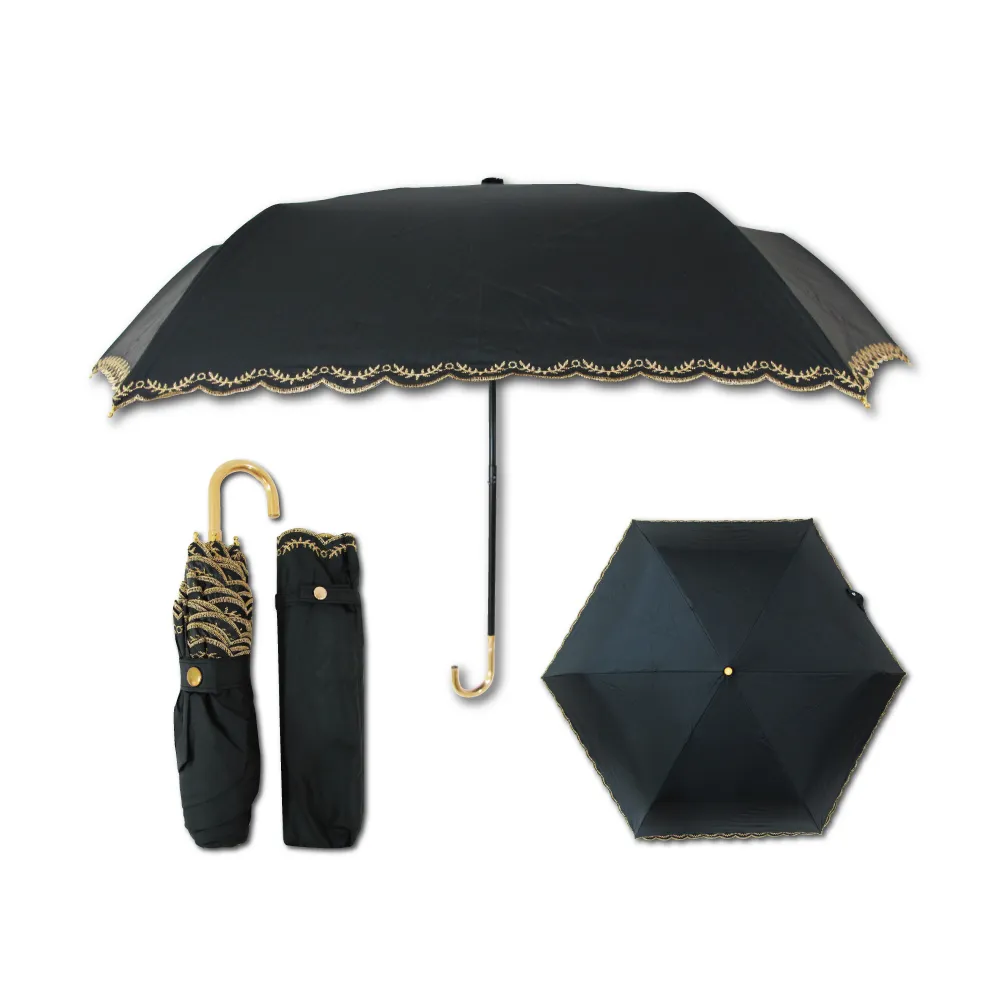 生活良品-J型3折6骨金花刺繡防曬黑膠摺疊傘(4色可選)1支 歷史價格詳細信息