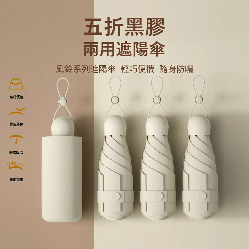 Kyhome 迷你輕便黑膠遮陽傘 防曬膠囊雨傘 抗風晴雨傘 六折扁傘 歷史價格詳細信息
