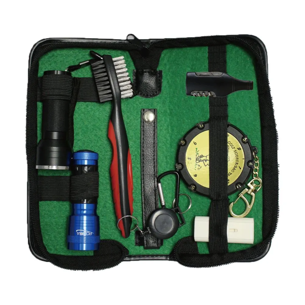 高爾夫球場用品 高爾夫雨罩 手套架 禮品套組 附PU皮包 GSB080 歷史價格詳細信息