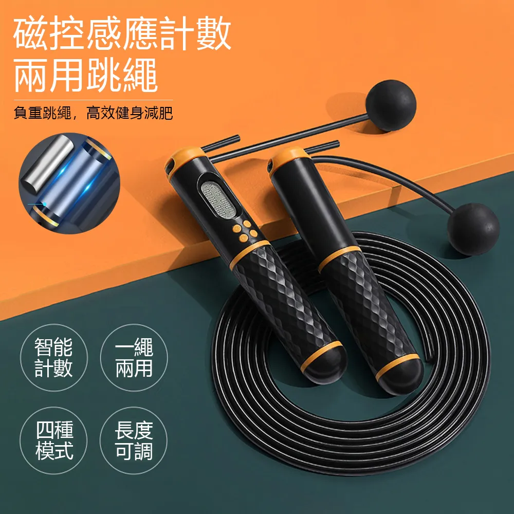 負重磁控感應電子計數跳繩(無繩+有繩)-藍/居家健身/重訓/運動/減肥跳繩 歷史價格詳細信息
