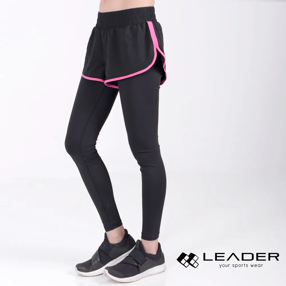 LEADER DS-20假兩件 透氣彈性運動長褲 女款 黑底黑邊 歷史價格詳細信息