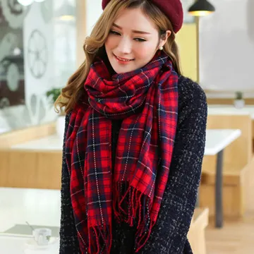 【幸福揚邑】羊絨質感格紋保暖圍巾/披肩(4款可選) 歷史價格詳細信息