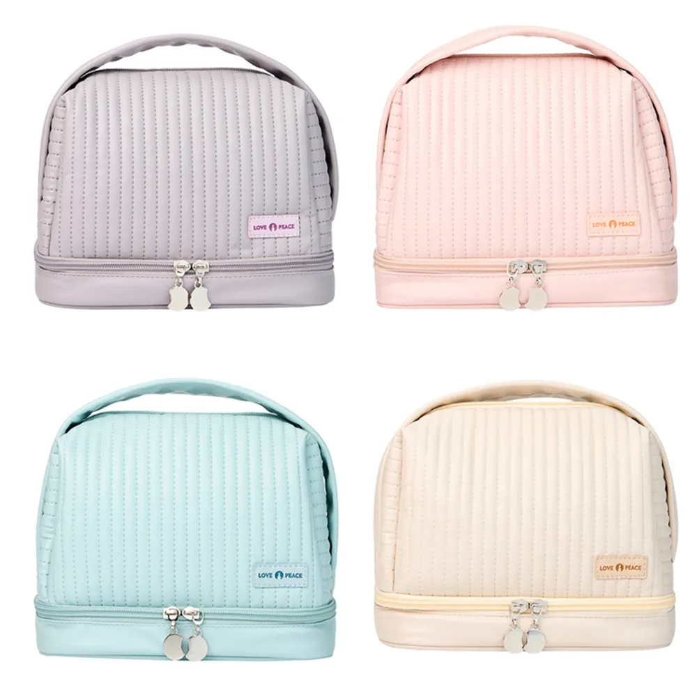 【iSFun】奶油條紋＊立體圓桶化妝收納包/顏色可選 歷史價格詳細信息