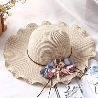 草帽 遮陽帽-波浪簷黑邊蝴蝶結圓頂女帽子73zr119[獨家進口][米蘭精品] 歷史價格詳細信息