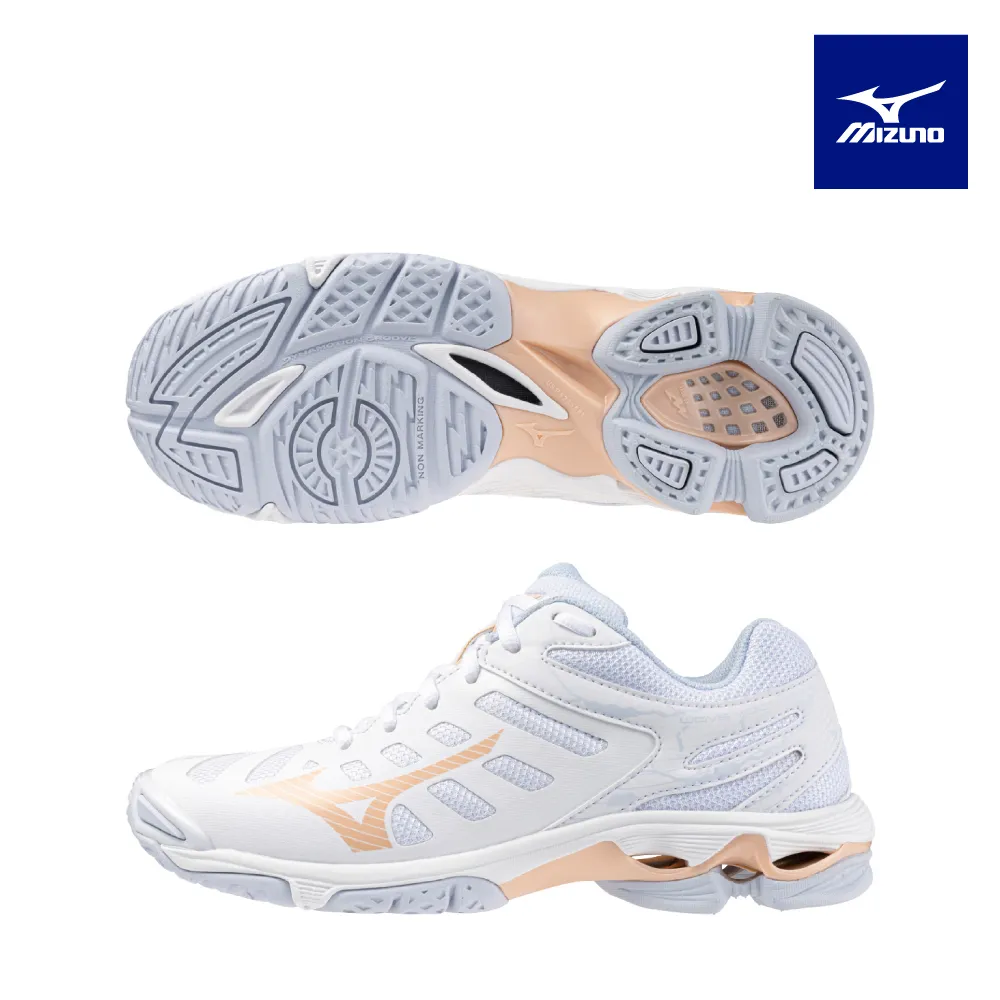 Mizuno 美津濃 排球鞋 Wave Voltage 2 女鞋 米白 波浪片 輕量 室內運動 羽排鞋 V1GC2460-25 歷史價格詳細信息