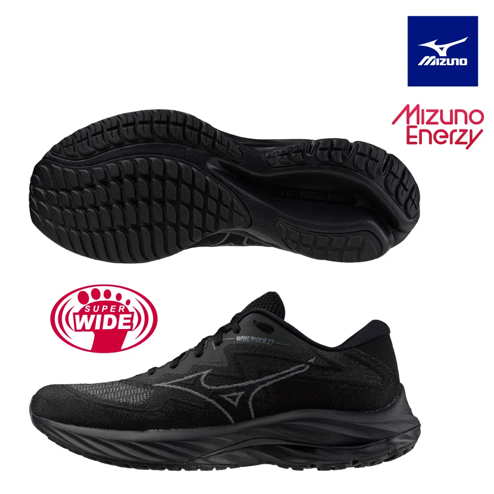 Mizuno 美津濃 慢跑鞋 Wave Rider 27 SSW 超寬楦 女鞋 黑 灰 波浪片 避震 運動鞋 J1GD2377-22 歷史價格詳細信息