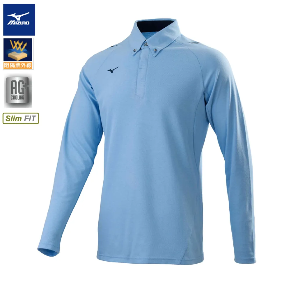 【MIZUNO 美津濃】男款長袖POLO衫 32TAA51618（希臘藍） 歷史價格詳細信息