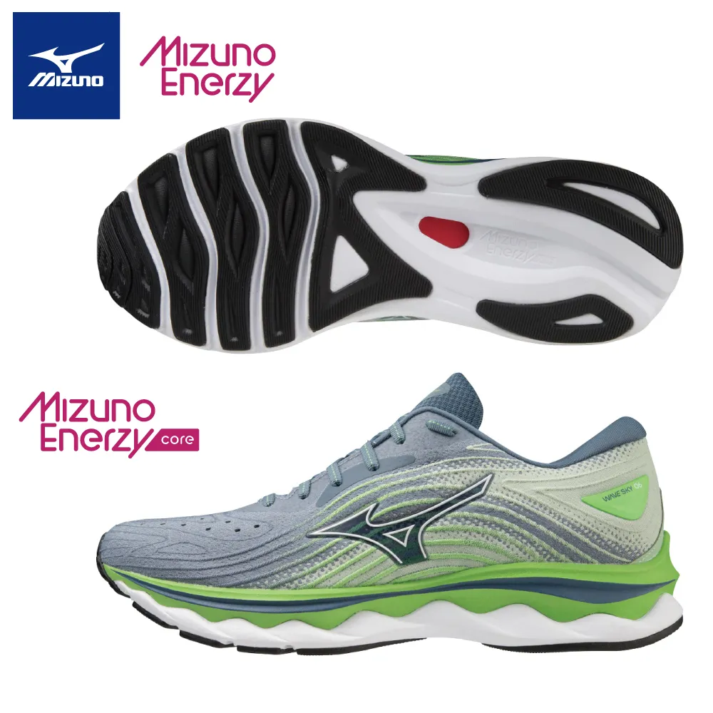 Mizuno 美津濃 男款 慢跑鞋 WAVE SKY 6 一般型 超寬楦 跑步 穩定 包覆 -藍- J1GC221153 歷史價格詳細信息