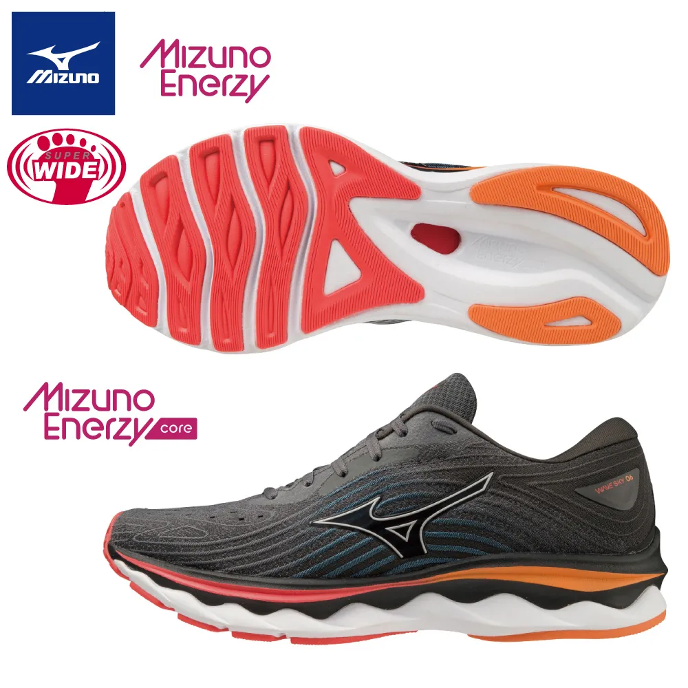 Mizuno 美津濃 男款 慢跑鞋 WAVE SKY 6 一般型 超寬楦 跑步 穩定 包覆 -藍- J1GC221153 歷史價格詳細信息