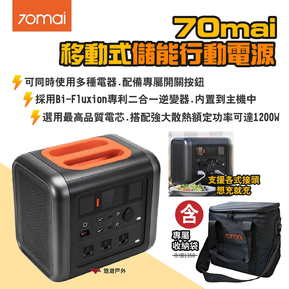 70MAI儲能行動電源 1200W電池 286000豪安培電池 mAh 露營電池 野營電池 行動電池 移動電池 歷史價格詳細信息