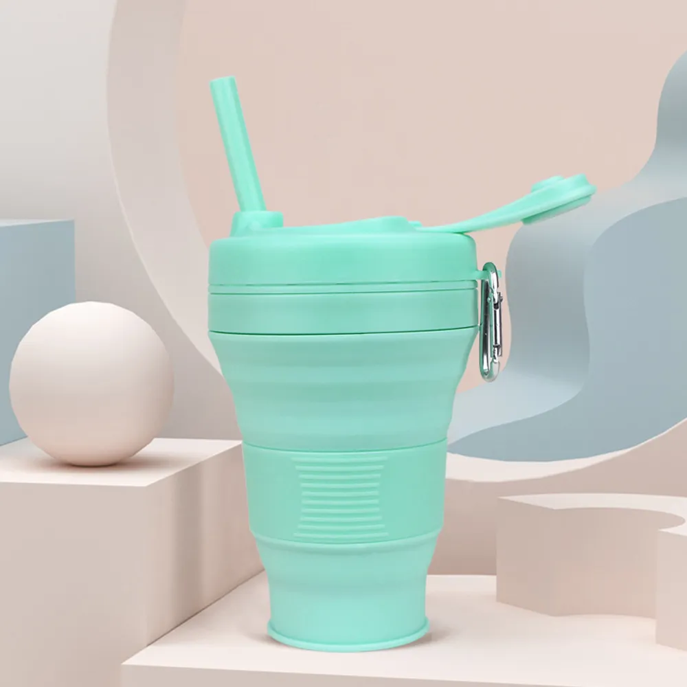 【矽膠摺疊水杯550／750ml】附矽膠吸管 附掛勾 減塑政策 戶外 旅行 露營 伸縮 水杯 水壺 隨行杯 愛地球 環保 歷史價格詳細信息