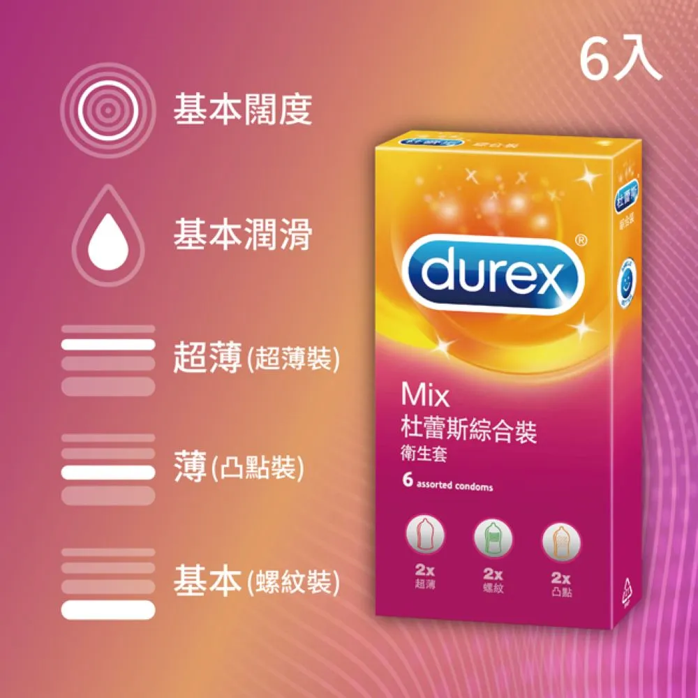 Durex 杜蕾斯 綜合裝衛生套(6入)【小三美日】保險套 D148321 歷史價格詳細信息