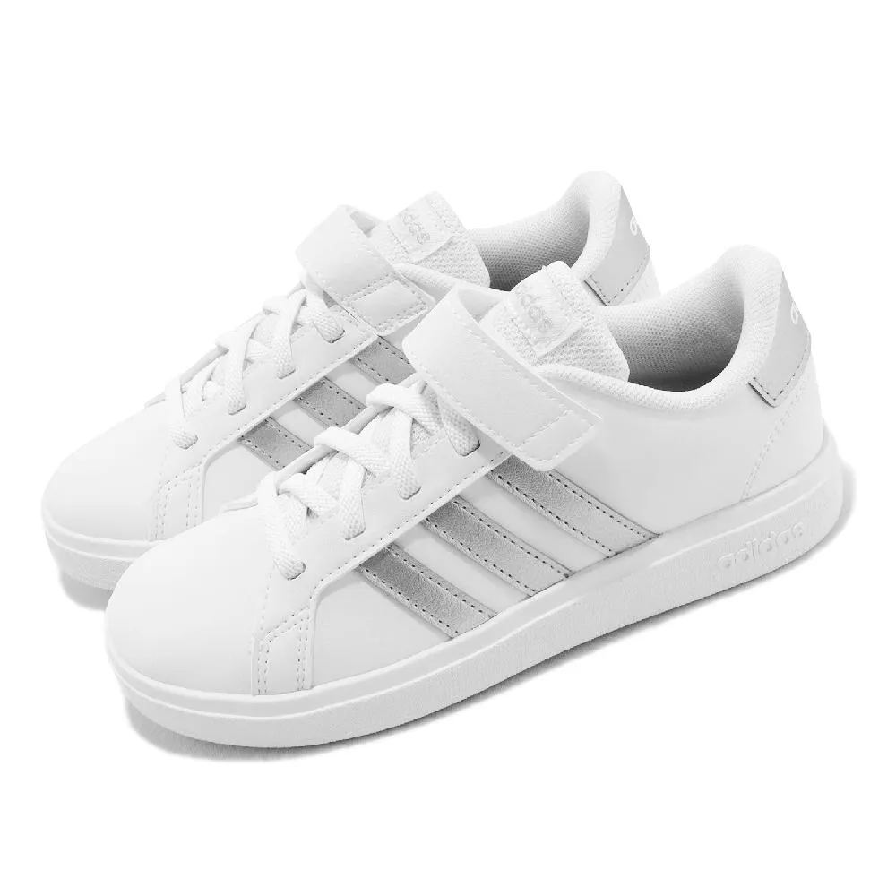 adidas 休閒鞋 Grand Court 2.0 白 銀 女鞋 大童 中童 魔鬼氈 愛迪達 【ACS】 GW6516 歷史價格詳細信息