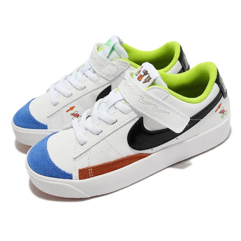 Nike 童鞋 Blazer Low 77 BP 白 藍 紅 彩色 塗鴉 小朋友 魔鬼氈【ACS】 DJ5203-164 歷史價格詳細信息