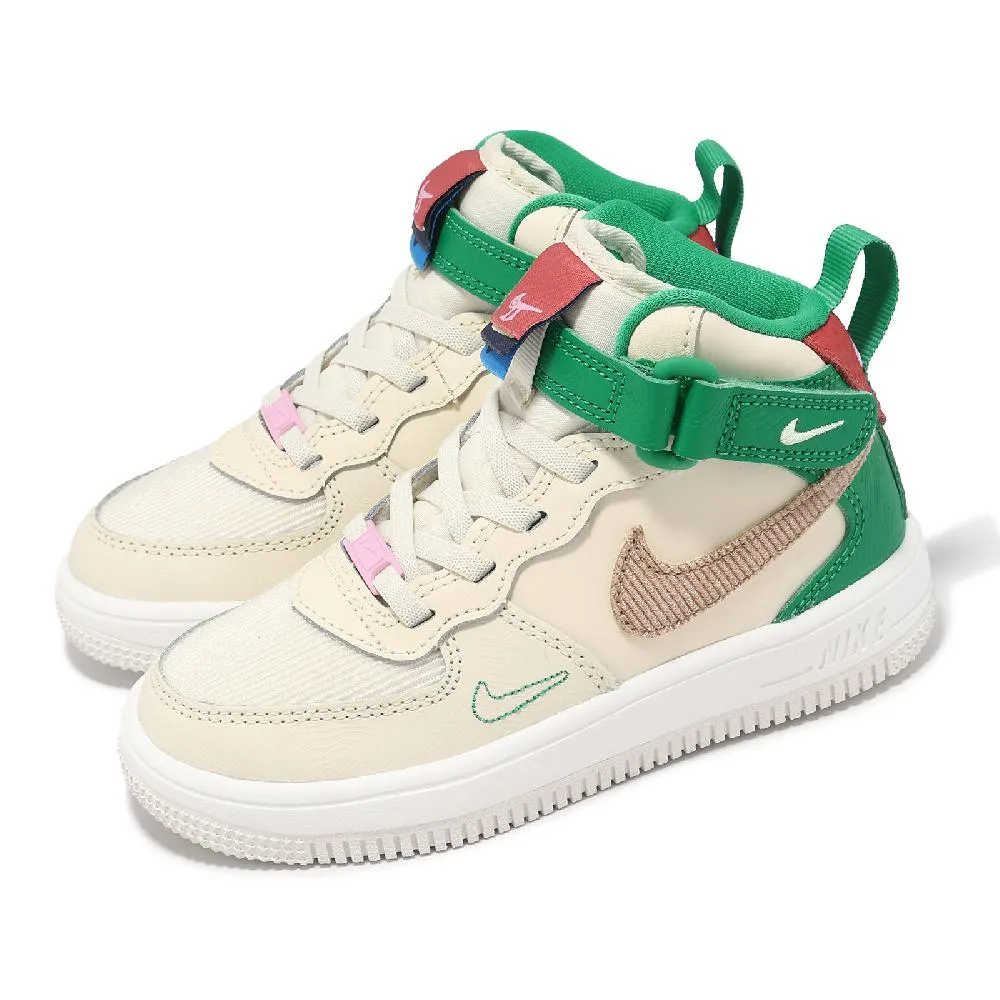 Nike 耐吉 休閒鞋 Force 1 Mid Easyon SE PS 中童 米白 綠 小朋友 AF1 魔鬼氈 FQ3694-100 歷史價格詳細信息