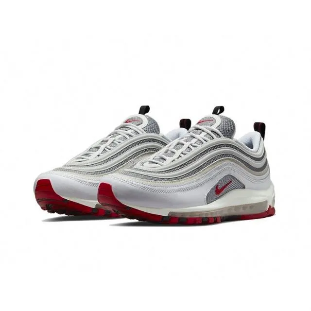 Nike Air Max 97 白 銀 紅 子彈 男鞋 氣墊 休閒鞋 復古慢跑鞋 零碼福利品 【ACS】 歷史價格詳細信息