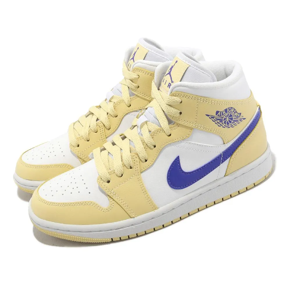 NIKE 休閒鞋 WMNS AIR JORDAN 1 MID 青檸黃 藍勾 AJ1 1代 高筒 女 BQ6472-701 歷史價格詳細信息