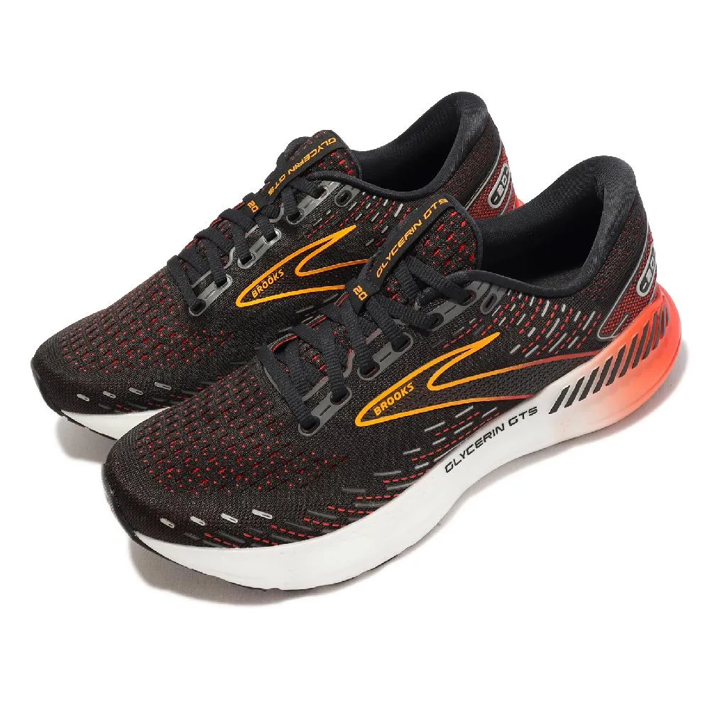 Brooks 慢跑鞋 Glycerin GTS 20 甘油系列 黑 橘紅 路跑 男鞋 【ACS】 1103831D090 歷史價格詳細信息