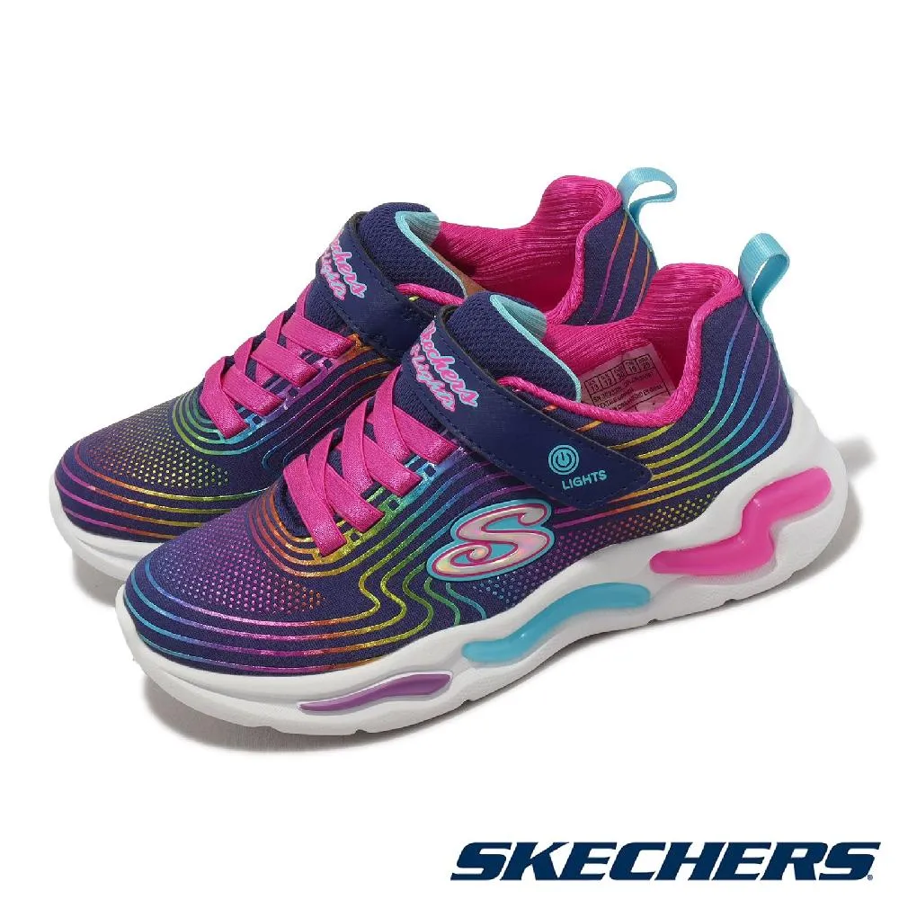 SKECHERS S LIGHTS 魔鬼氈 燈鞋 中童 黑藍 R9793 (400138LBKBL) 歷史價格詳細信息