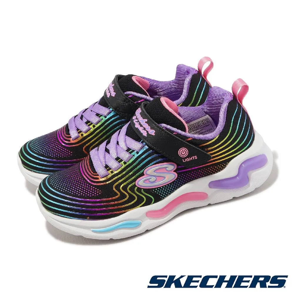 SKECHERS S LIGHTS 魔鬼氈 燈鞋 中童 黑藍 R9793 (400138LBKBL) 歷史價格詳細信息