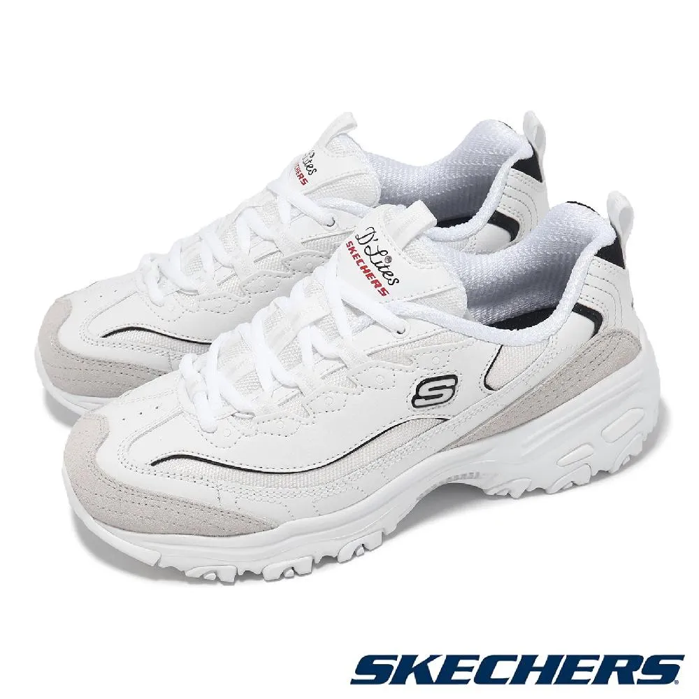 Skechers D'lites [150231WBK] 女 休閒鞋 復古 厚底 老爹鞋 緩震 舒適 穿搭 白 灰 歷史價格詳細信息