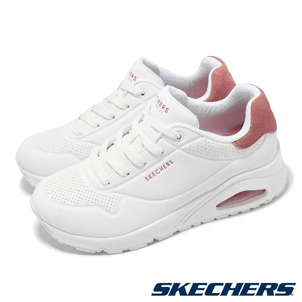 Skechers UNO [177092WCRL] 女 休閒鞋 步行 氣墊 緩震 皮革 白 珊瑚粉 歷史價格詳細信息